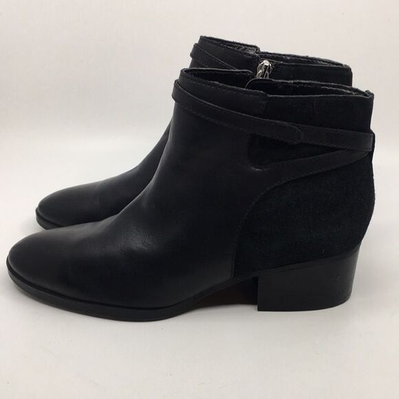Lauren Ralph Lauren Damara Ankle Boots Booties Black Leather & Suede Size 10 - Picture 4 of 16